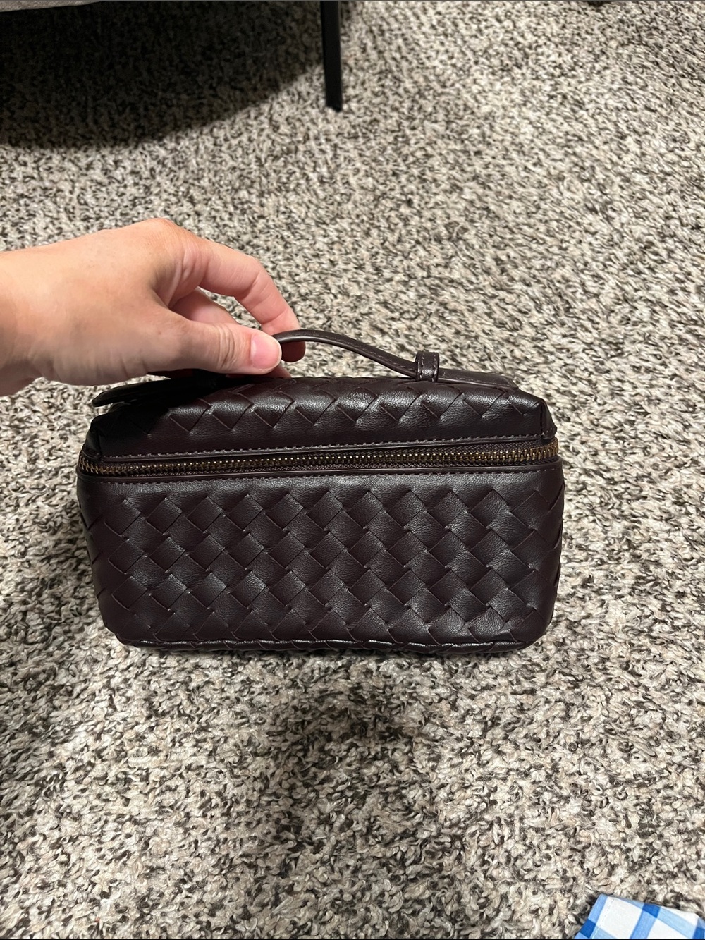 Amazon Woven Leather clutch - Dark Brown/ burgundy